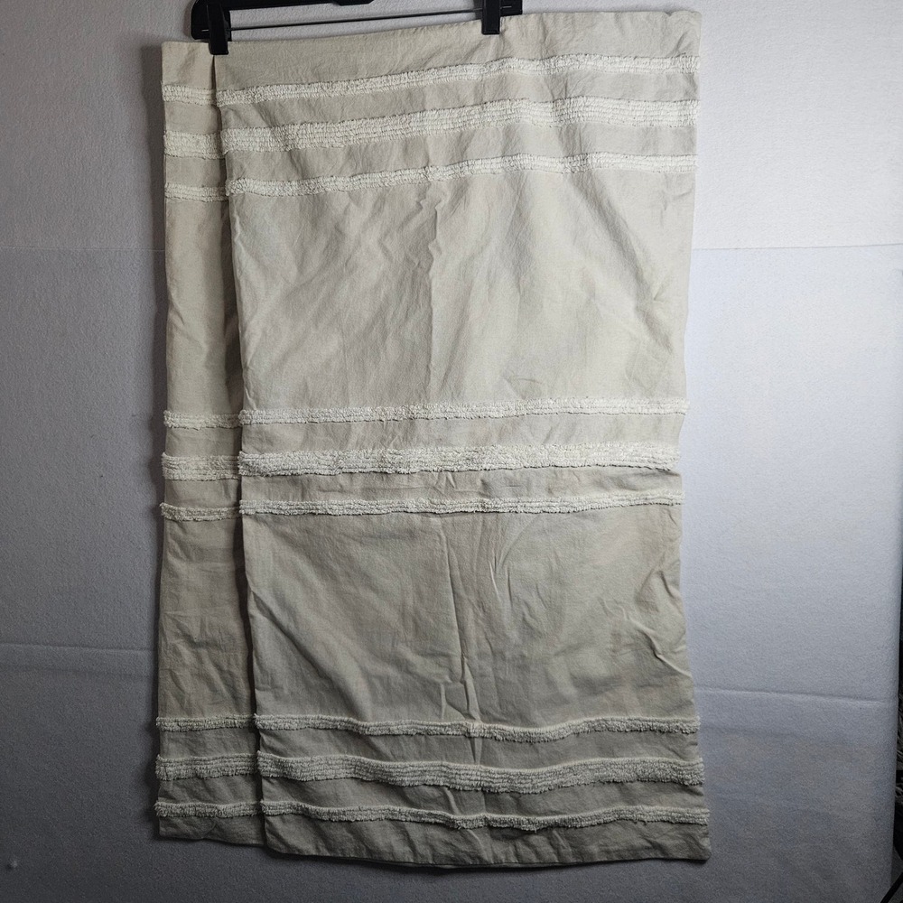 DKNY Home King Pillow Sham 2 pack Beige Cotton Tufted Fringe Stripe Boho 20x36